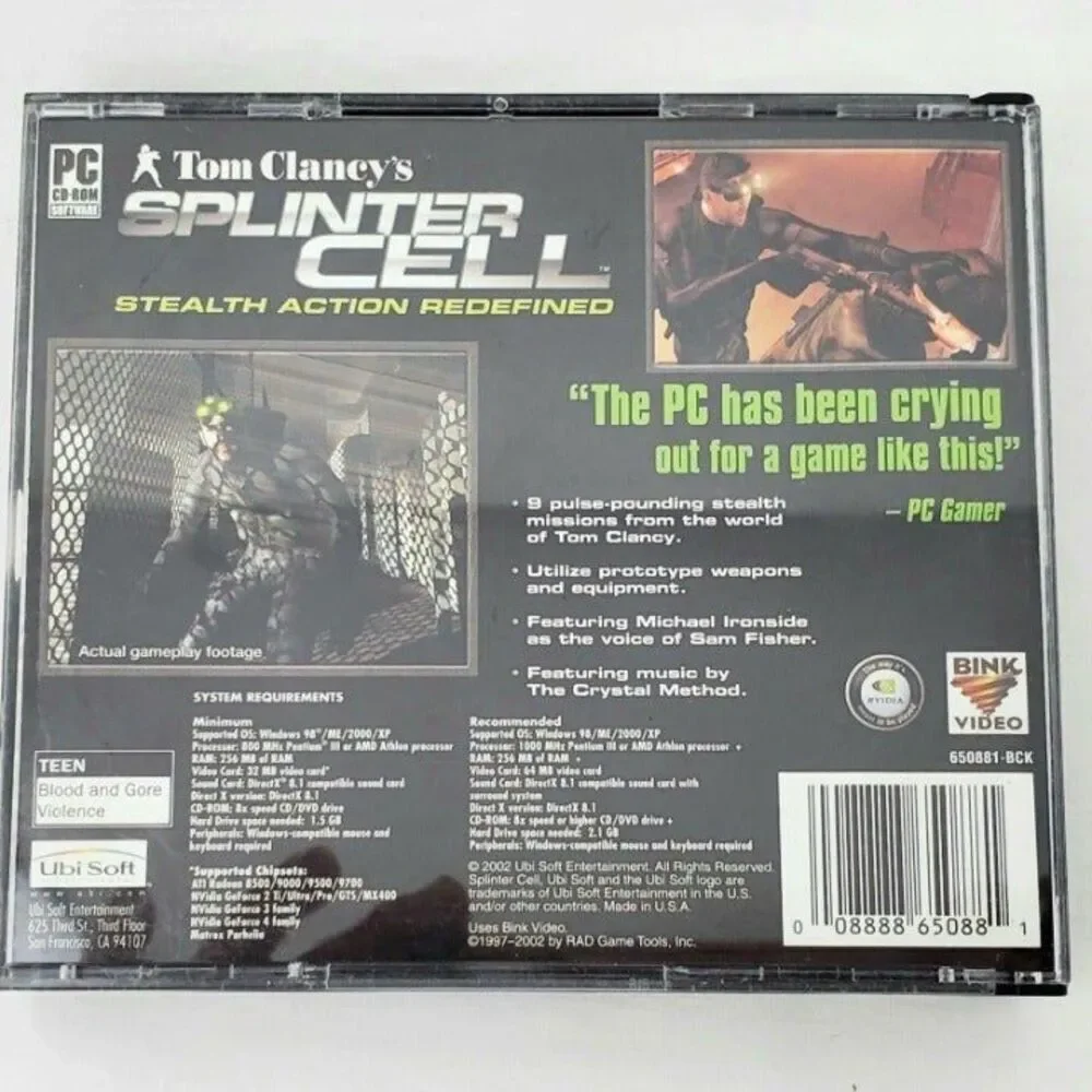 Tom Clancy's Splinter Cell on PC, CD-ROM